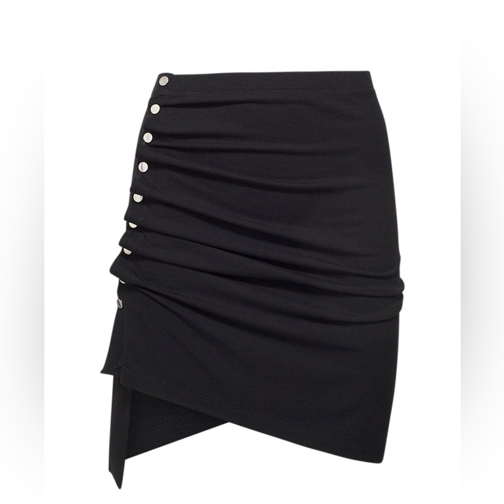 Paco Rabanne Jupe Asymmetrical Mini Skirt Black FR44 US12 NWT! $540